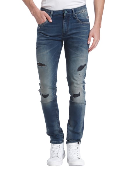 Jack & Jones Blue Slim Fit Lightly Washed Low Rise Jeans