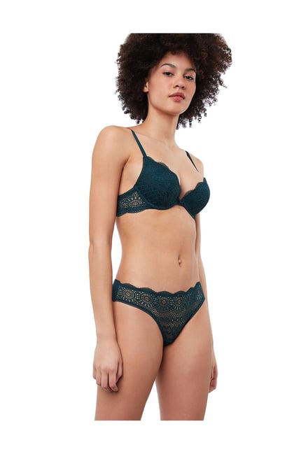 Buy ETAM Paris Teal Lace Under Wired Padded Plunge Bra for Women Online @  Tata CLiQ