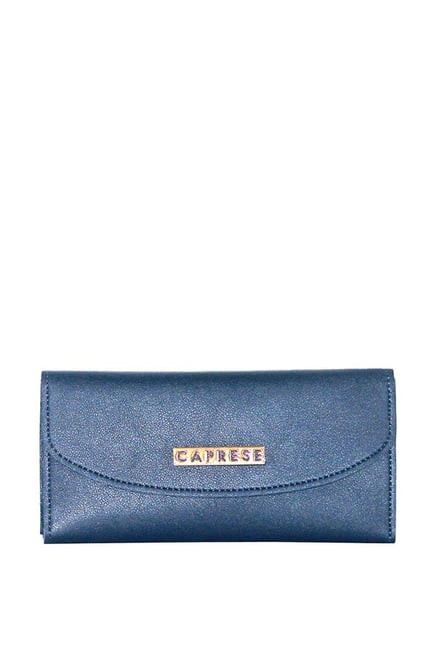 Buy Caprese Kiko Navy Solid Tri-fold Wallet For Women At Best