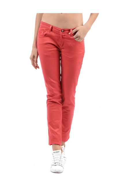 Flying Machine Red Skinny Fit Low Rise Jeans