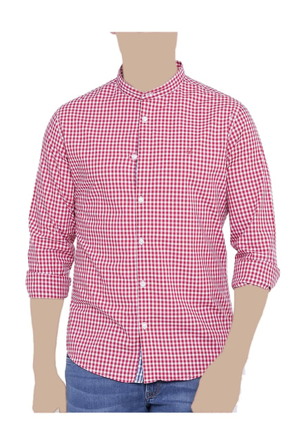 United Colors of Benetton Red Slim Fit Cotton Shirt