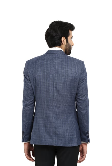 Buy Raymond Blue Notched Lapel Formal Jacket for Men's Online
