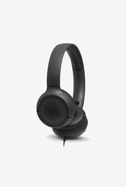 JBL T500 Powerful Bass On-Ear Headphones with Mic (Black)