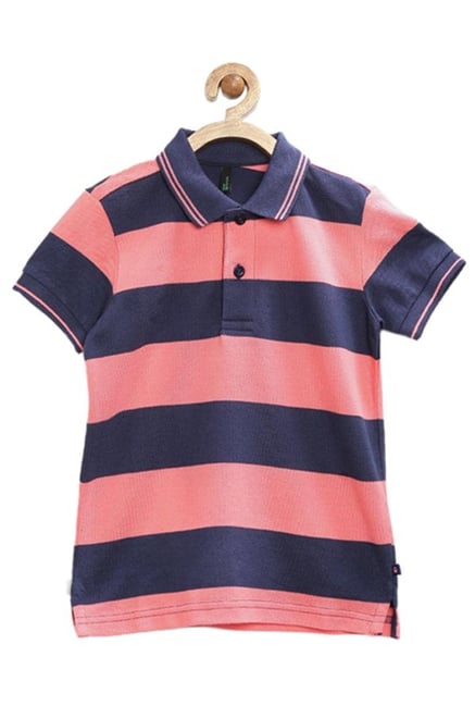 Buy United Colors Of Benetton Kids Pink Striped Polo T Shirt