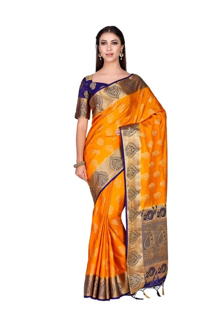 Mimosa Gold Embellished Kanjivaram Saree With Blouse