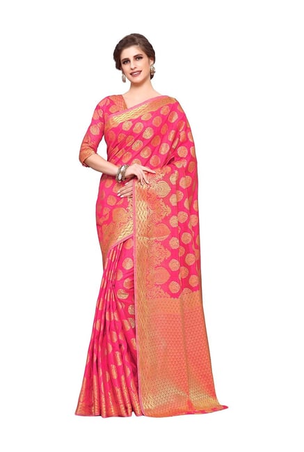 Mimosa Pink Embellished Kanjivaram Saree With Blouse