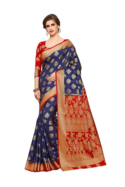 Mimosa Blue Embellished Kanjivaram Saree With Blouse