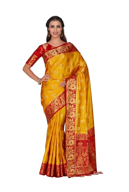 Mimosa Gold Embellished Kanjivaram Saree With Blouse