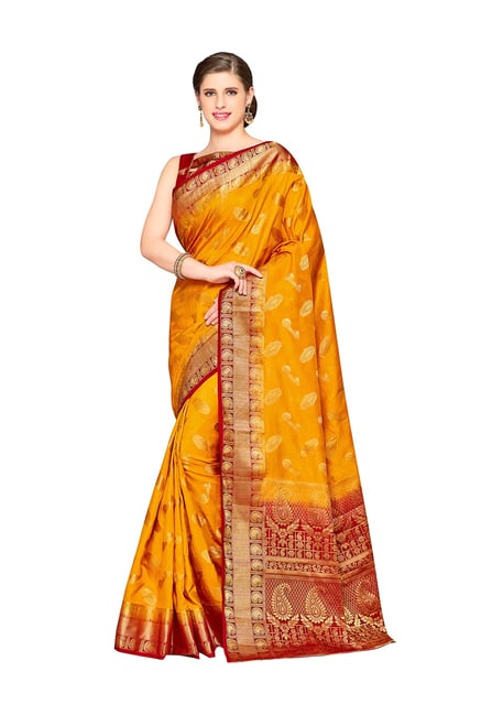 Mimosa Gold Embellished Kanjivaram Saree With Blouse