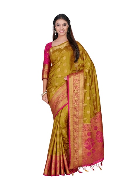 Mimosa Gold Embellished Kanjivaram Saree With Blouse