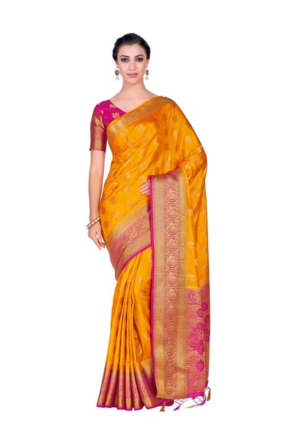 Mimosa Gold Embellished Kanjivaram Saree With Blouse