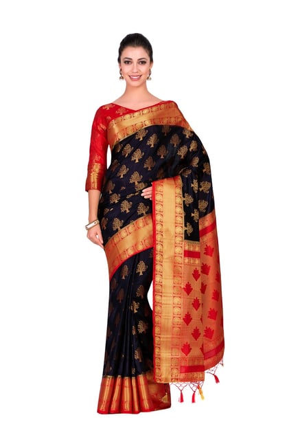 Mimosa Black Embellished Kanjivaram Saree With Blouse