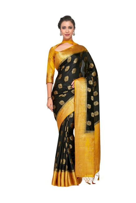 Mimosa Black Embellished Kanjivaram Saree With Blouse