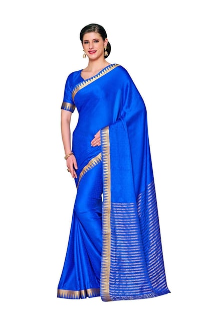 Mimosa Blue Embellished Kanjivaram Saree With Blouse