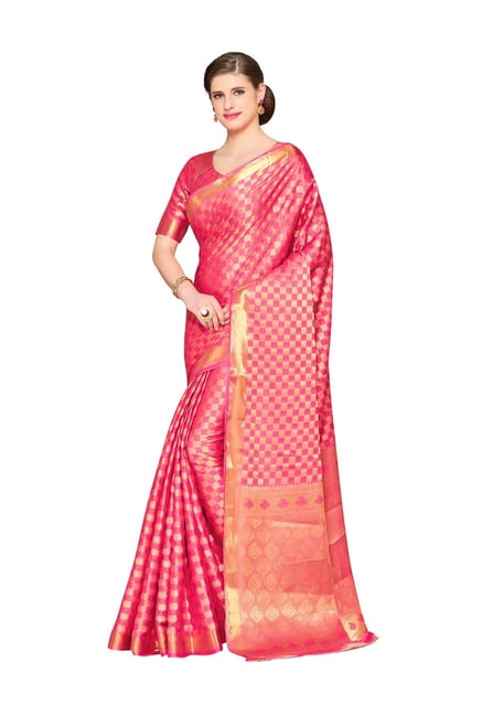 Mimosa Pink Embellished Kanjivaram Saree With Blouse