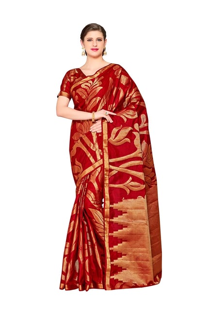 Mimosa Red Embellished Kanjivaram Saree With Blouse