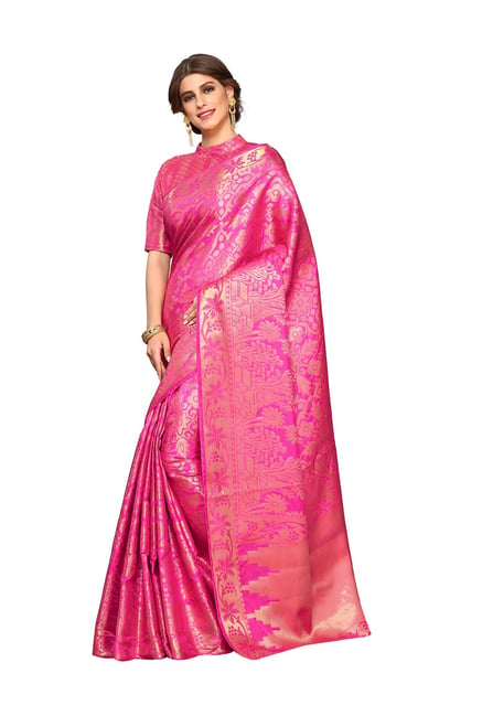 Mimosa Pink Embellished Kanjivaram Saree With Blouse