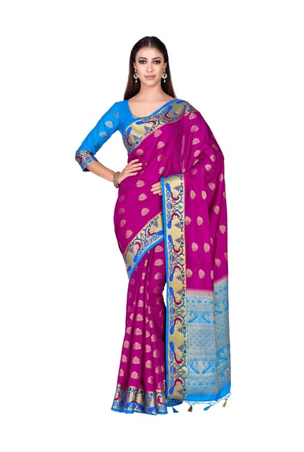 Mimosa Purple Embellished Kanjivaram Saree With Blouse