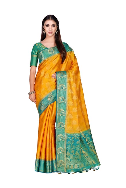 Mimosa Gold Embellished Kanjivaram Saree With Blouse