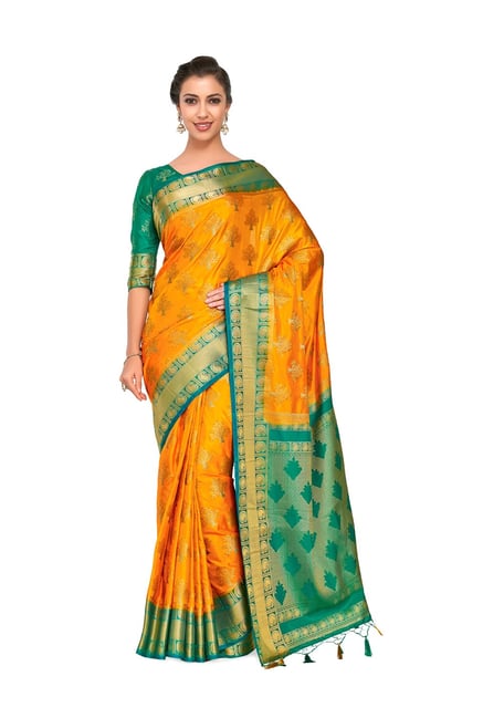 Mimosa Gold Embellished Kanjivaram Saree With Blouse