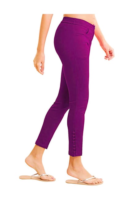 Buy Naari Purple Cotton Slim Fit 