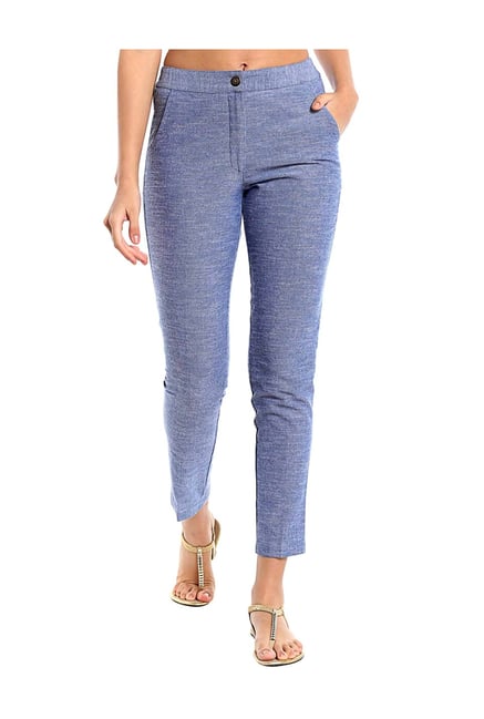 Buy Naari Blue Cotton Slim Fit 