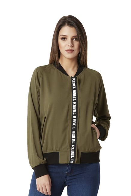 Buy Miss Chase Olive Green Bomber Jacket for Women Online Tata CLiQ