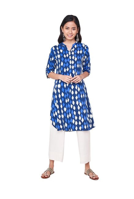 Global Desi Blue Printed Tunic