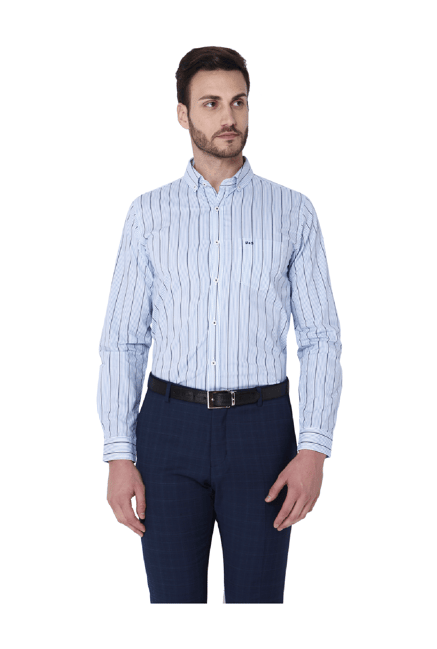 Buy Urban Scottish Blue Slim Fit Cotton Shirt For Men Online