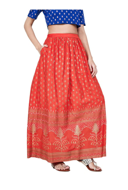 Global Desi Red Printed Maxi Skirt from Global Desi at best prices on ...