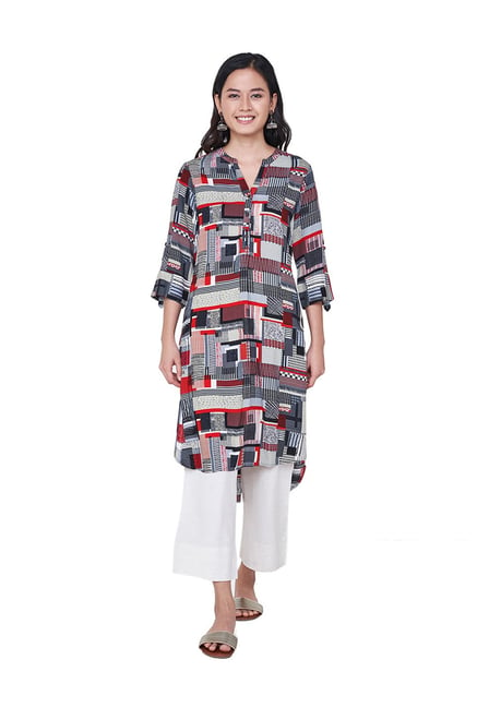 Global Desi Grey Printed Tunic