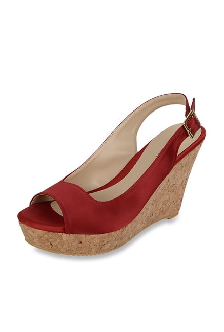 Red peep toe discount wedges