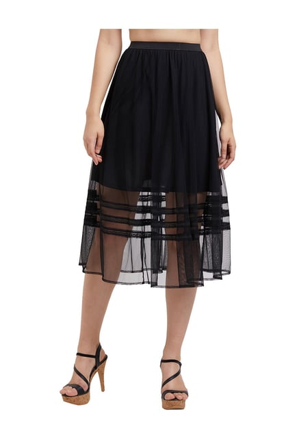 109 F Black Below Knee A-Line Skirt