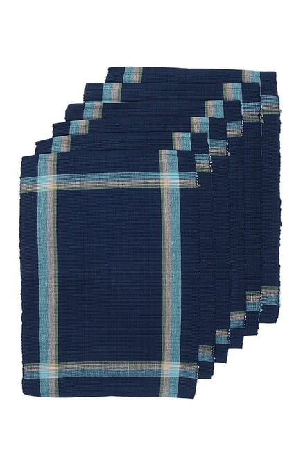 NEUDIS Navy Green Corded Cotton Table Placemat Set of 6