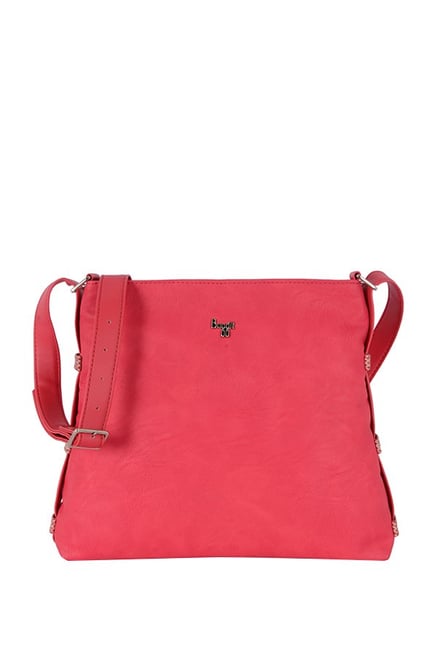 baggit pink solid sling bag