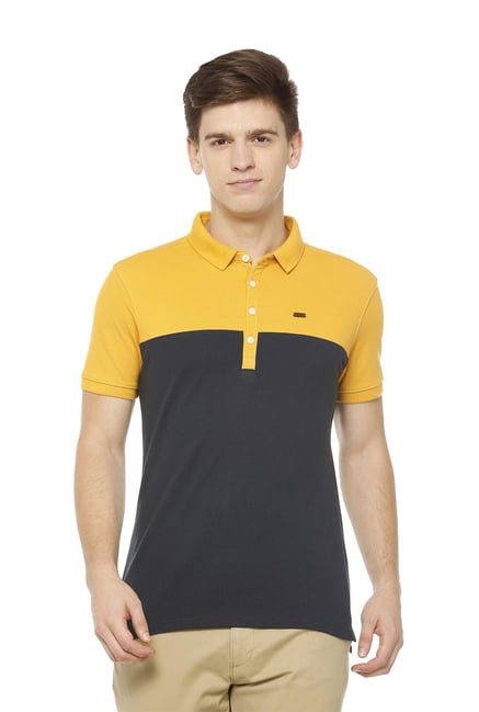 black and yellow polo t shirt