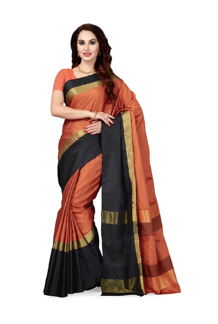 Ishin Orange Saree With Blouse