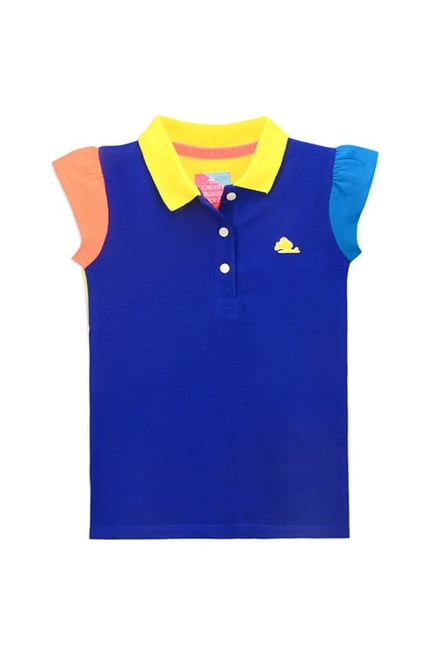 Cherry Crumble By Nitt Hyman Kids Royal Blue Solid Polo T-Shirt