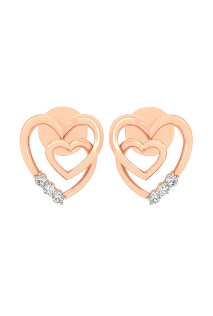 PC Jeweller Sevda Heart 18 kt Gold & Diamond Earrings