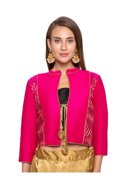 Just B Pink Textured Jacket Blouse