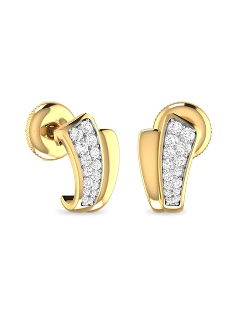 PC Jeweller The Maylin 18KT Yellow Gold and Diamond Stud Earrings for Women  : Amazon.in: Fashion