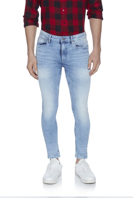 light blue spray on jeans