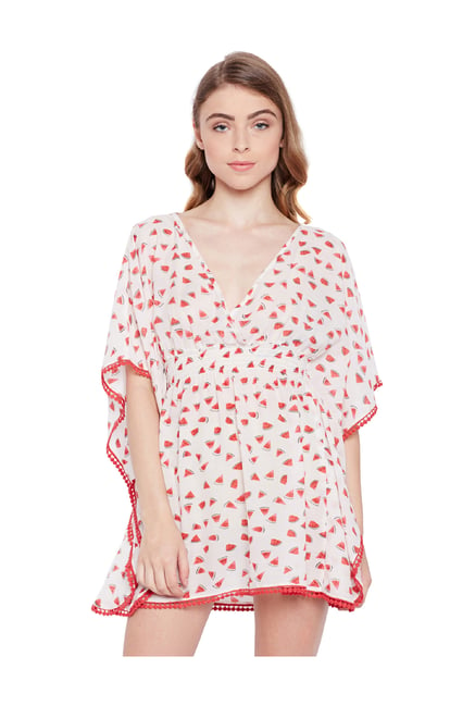 Buy Oxolloxo Off White Printed Kaftan Beach Kaftan For