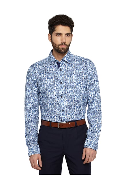 Buy Raymond Blue Regular Fit Linen Shirt for Men Online Tata CLiQ