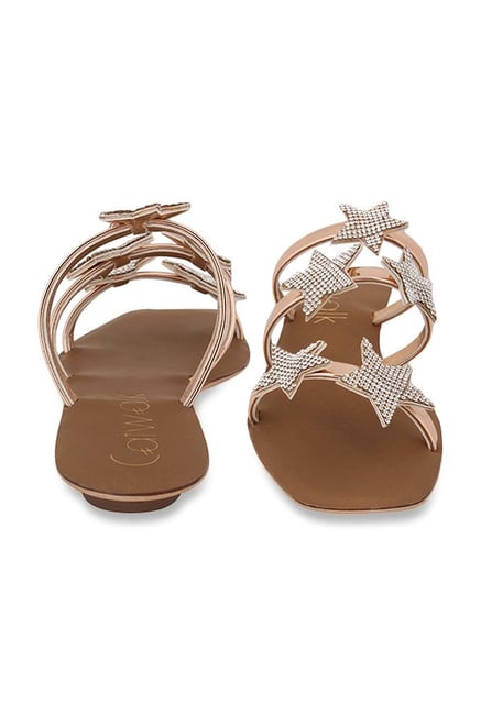 Rose Gold Diamante Twist Sandals In Extra Wide Fit | Yours Clothing
