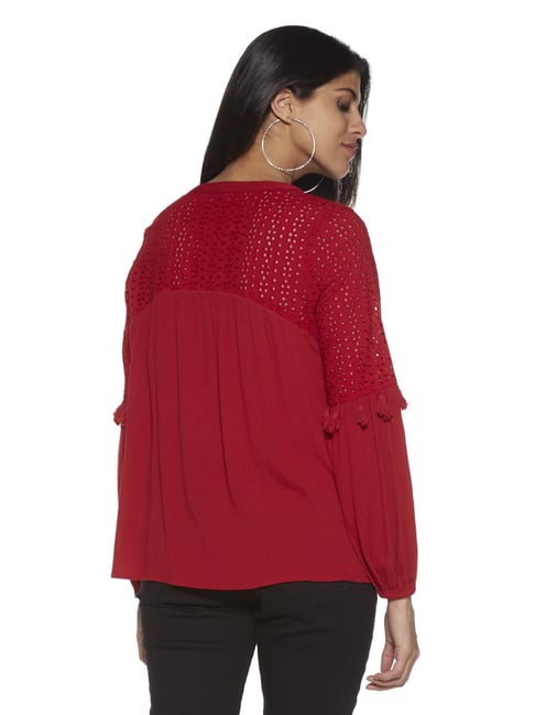 Buy LOV by Westside Red Cut-Work Detailed Top for Women Online @ Tata CLiQ