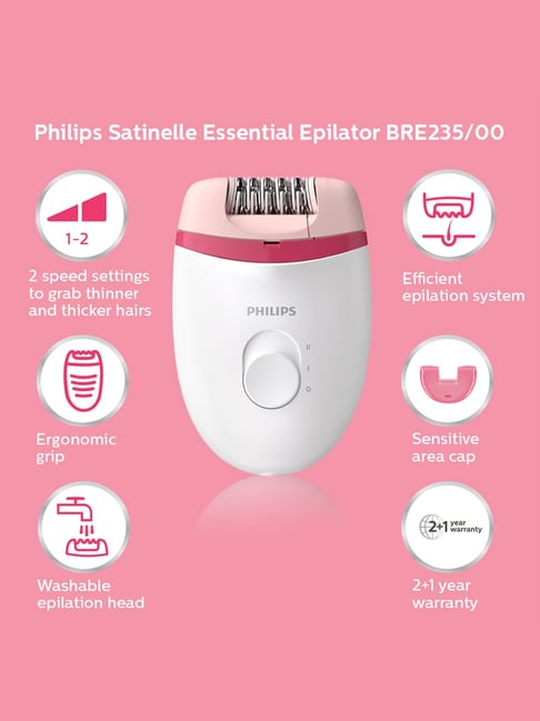 Philips BRE235/00 Satinelle Essential Corded Compact Epilator (White ...