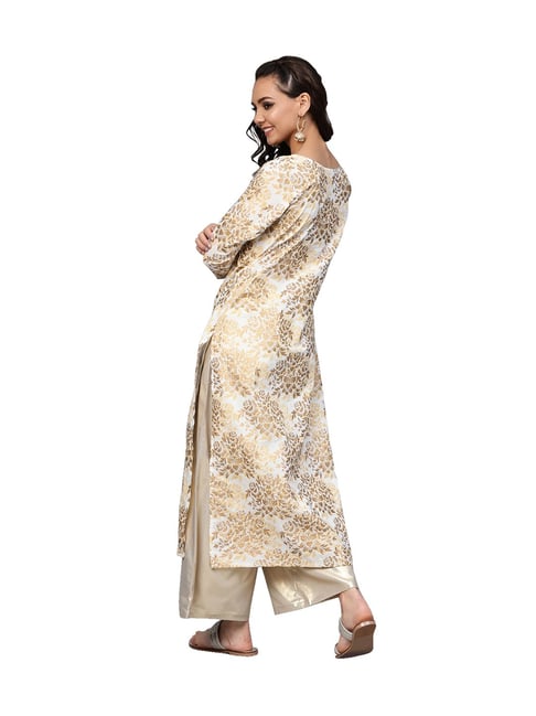 Caramel Gold Embroidered Straight Kurti With Printed Chudidar at Rs 4099.00  | एम्ब्रॉइडरेड कुर्ता - Anokherang Collections OPC Private Limited, Delhi |  ID: 26008675591