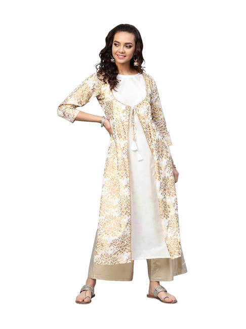 Share more than 70 golden and white kurti super hot
