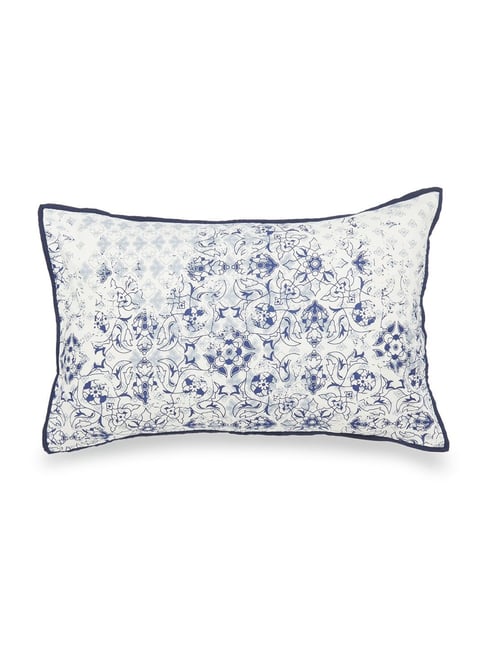Buy Westside Home Navy Quilted Floral Print Pillowcase Set Of 2